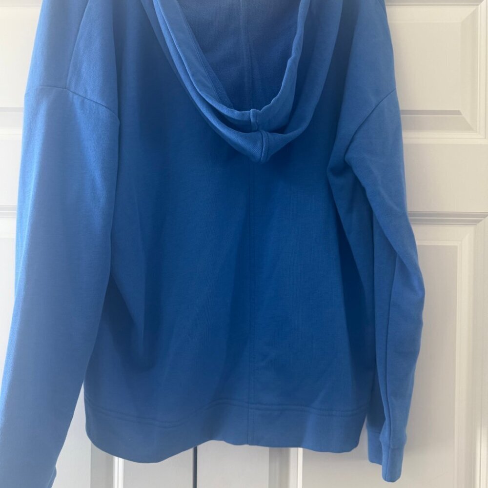 LOFT Outlet Blue V Neck Hoodie Sweatshirt Medium Relaxed Fit Pullover - Picture 3 of 4